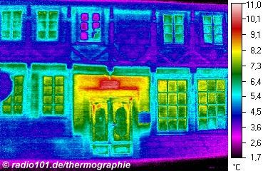 Fachwerkh�user in Minden - Geb�udethermographie / W&auml;rmebild / Thermografische Aufnahme - W&auml;rmebildkamera: Impac IVN 770P