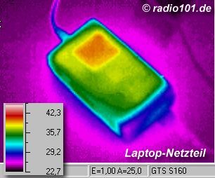 W&auml;rmebild / Thermografie. Man sieht gut die unterschiedliche Temperatur (Kamera: Goratec S160)